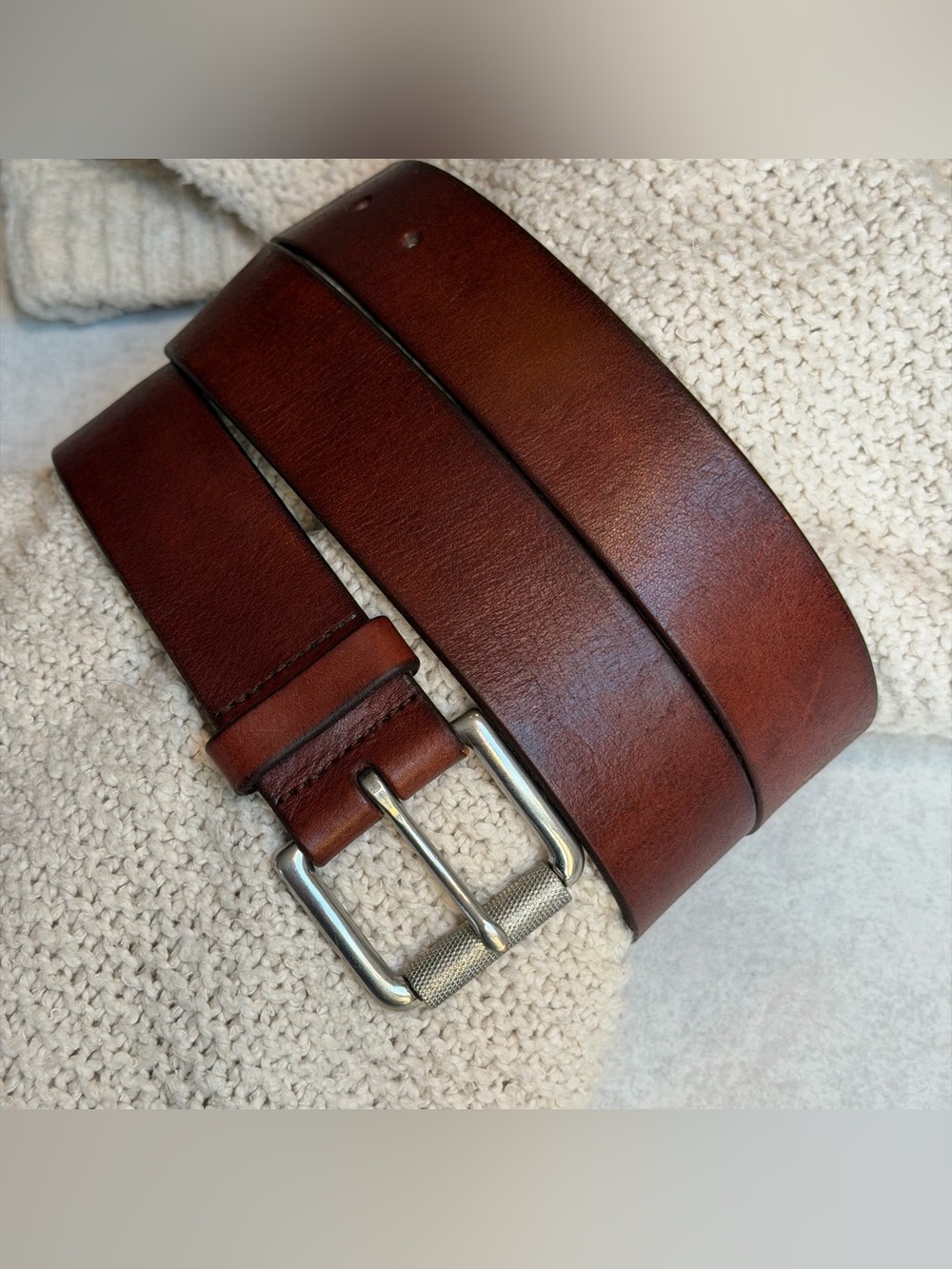 Polo by Ralph Lauren Brown Leather Belt with Silver Buckle 42”